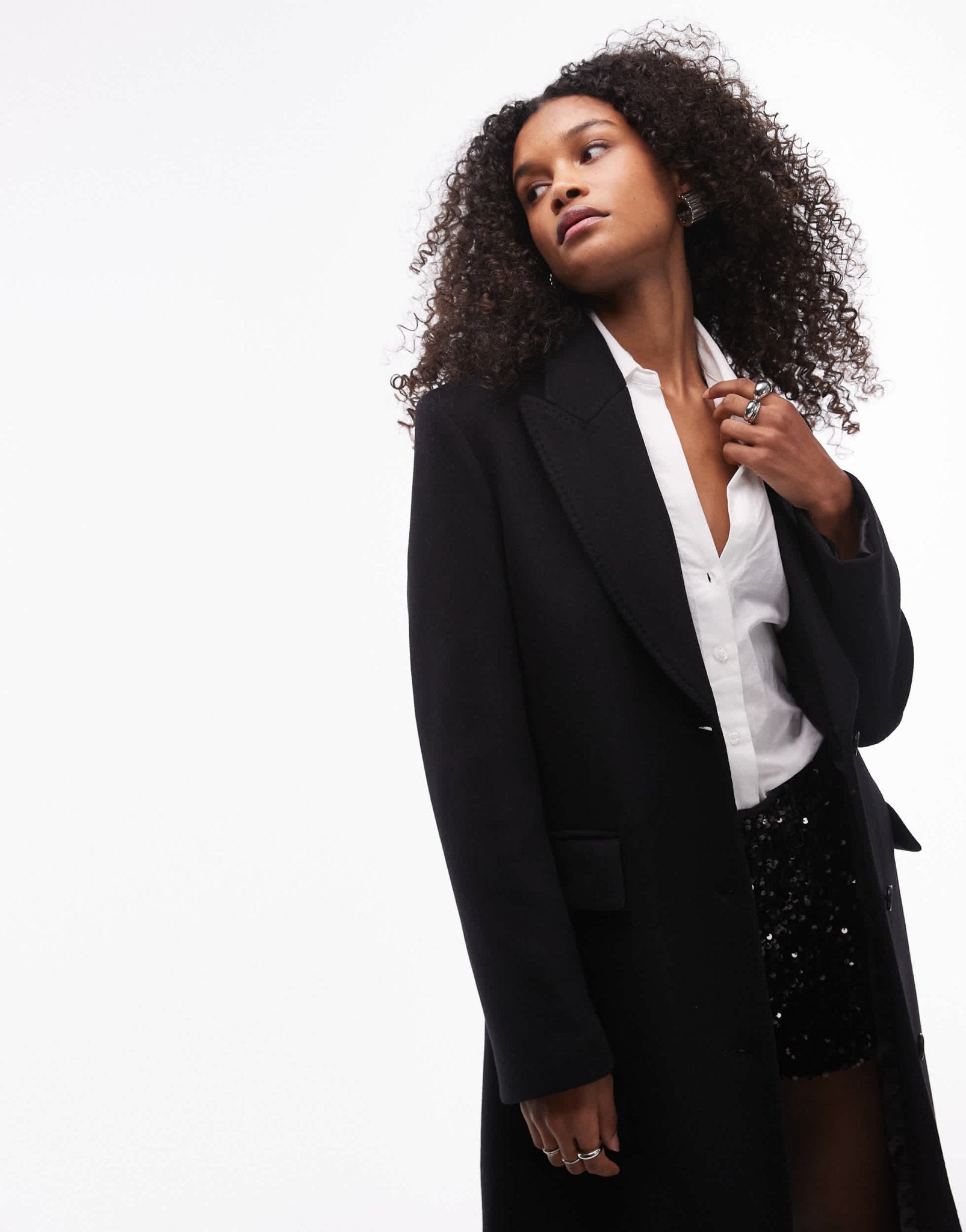 & Other Stories wool single breasted midi coat with flap pockets in black - ASOS Sample Sale EU Store