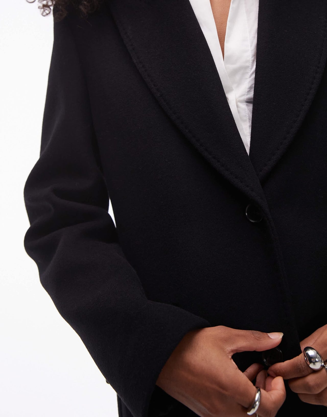 & Other Stories wool single breasted midi coat with flap pockets in black - ASOS Sample Sale EU Store