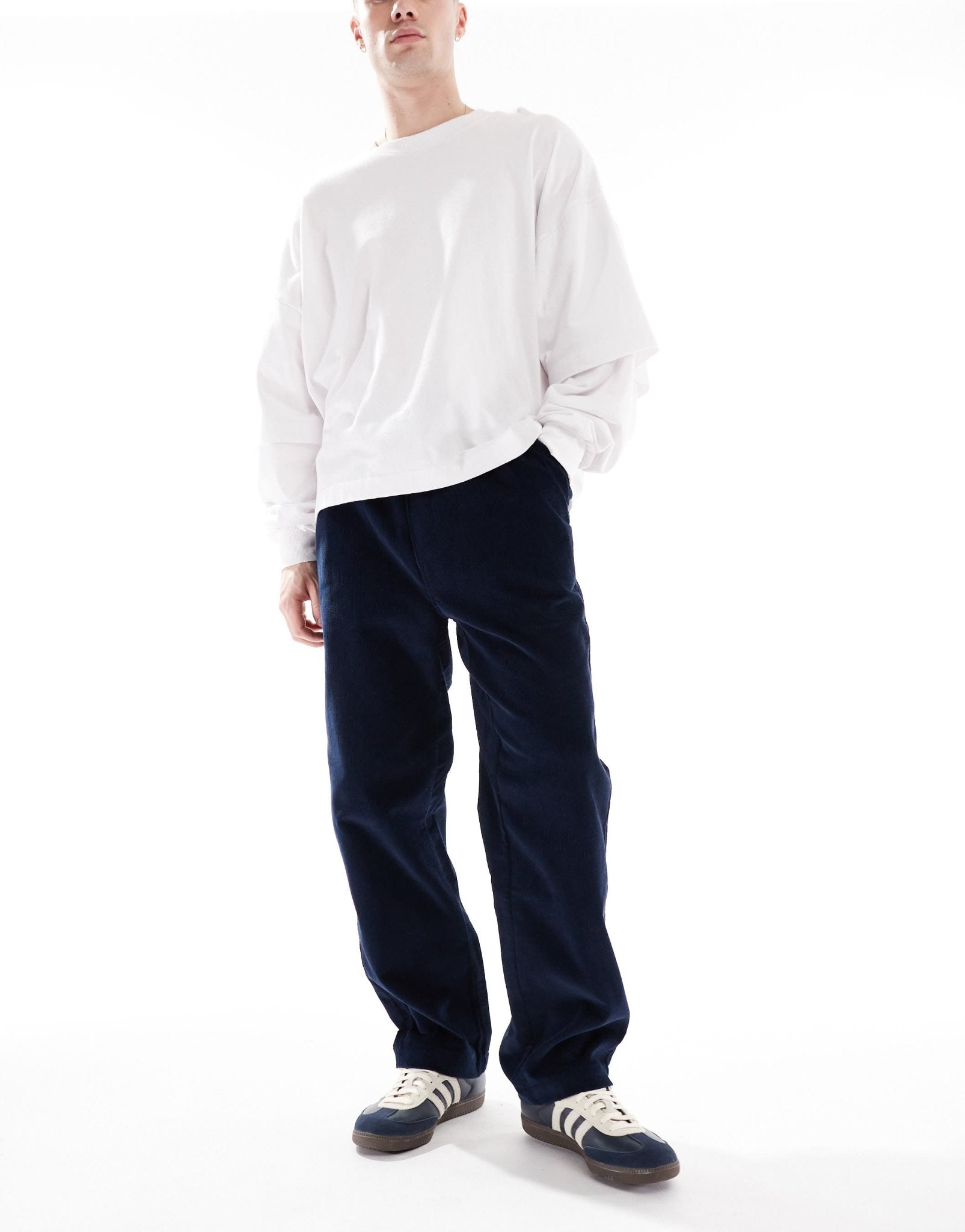Parlez Albion button up corduroy trousers in navy - ASOS Sample Sale EU Store