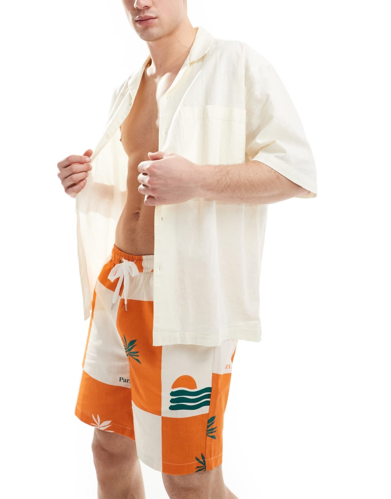 Parlez cabo printed cotton shorts in orange - ASOS Sample Sale EU Store