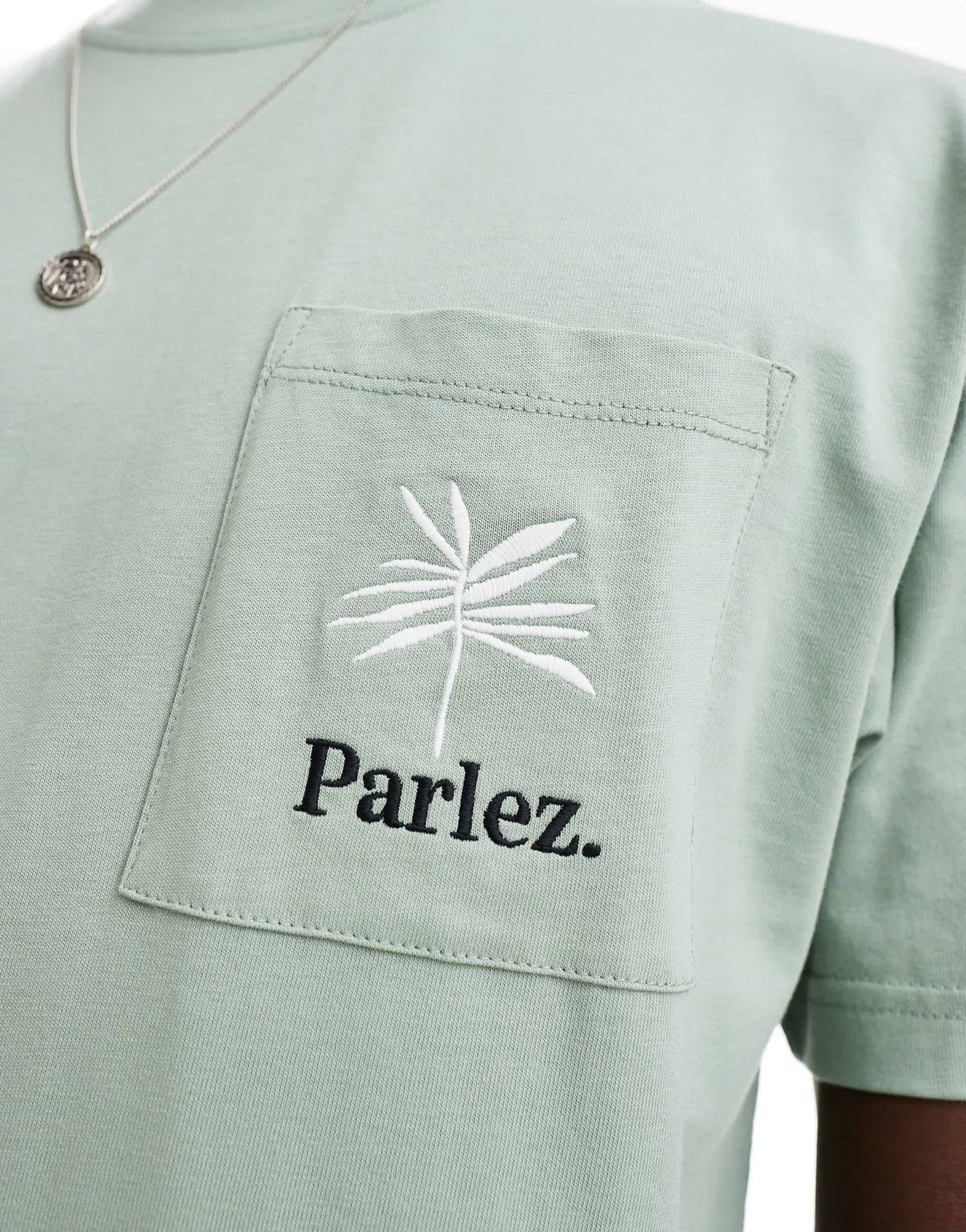 Parlez embroidered logo short sleeve t-shirt in sage green - ASOS Sample Sale EU Store