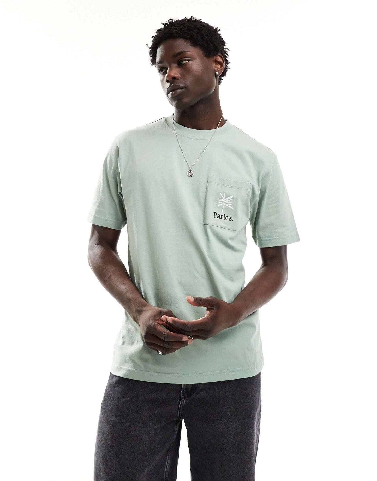 Parlez embroidered logo short sleeve t-shirt in sage green - ASOS Sample Sale EU Store