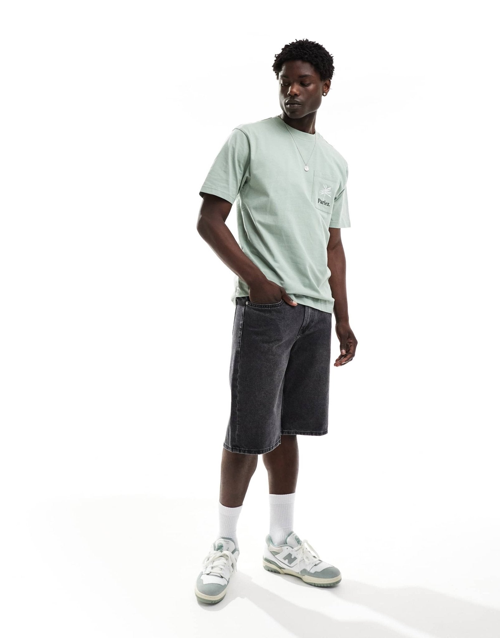 Parlez embroidered logo short sleeve t-shirt in sage green - ASOS Sample Sale EU Store