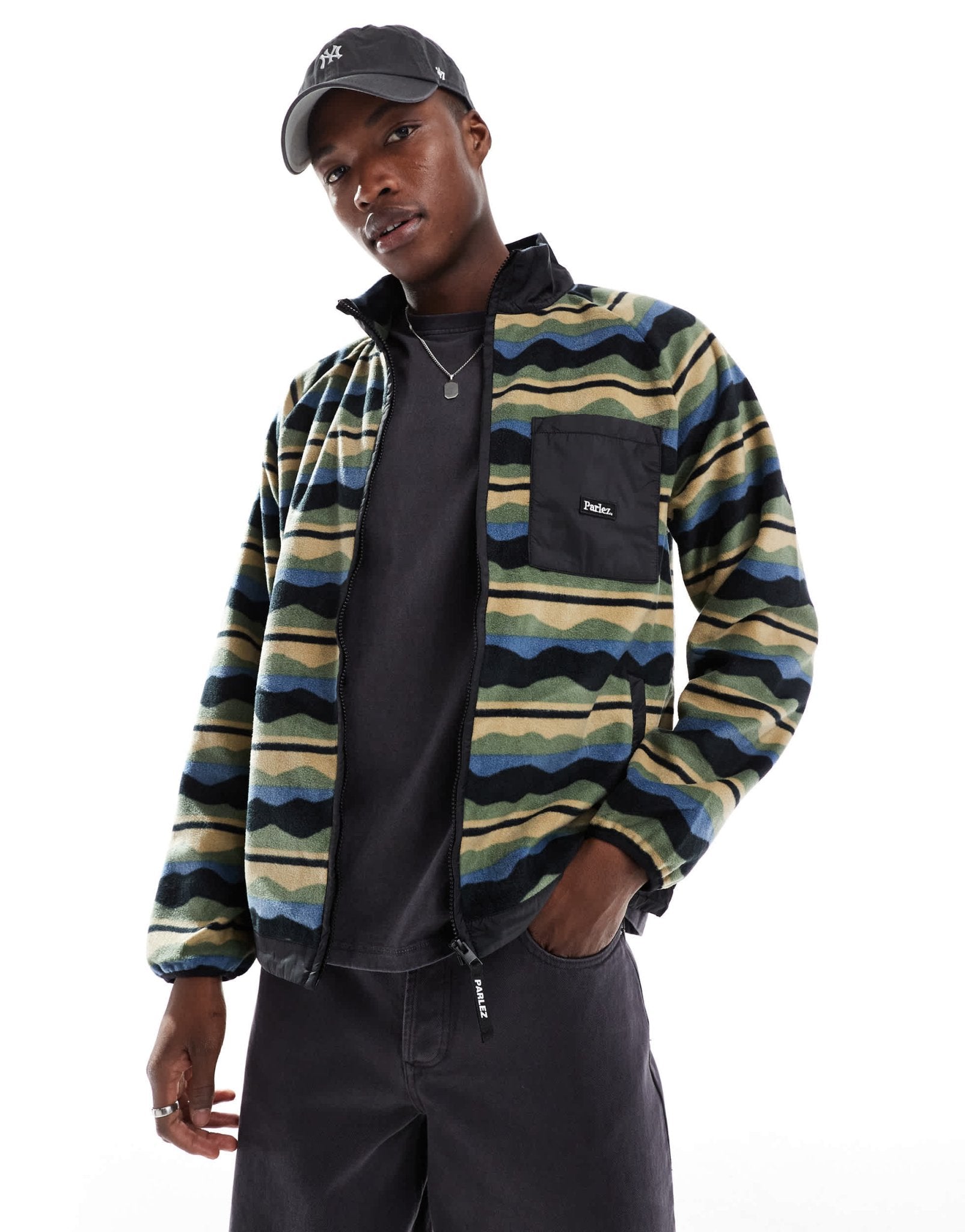Parlez logo fleece zip up jacket in multi - ASOS Sample Sale EU Store