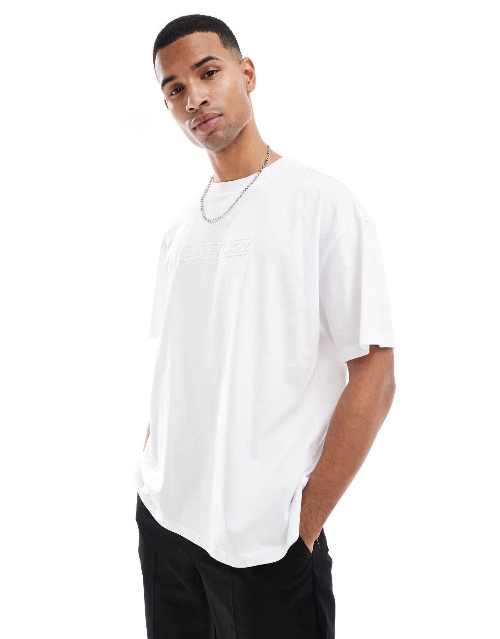 Parlez oversized logo embroidery t-shirt in white - ASOS Sample Sale EU Store