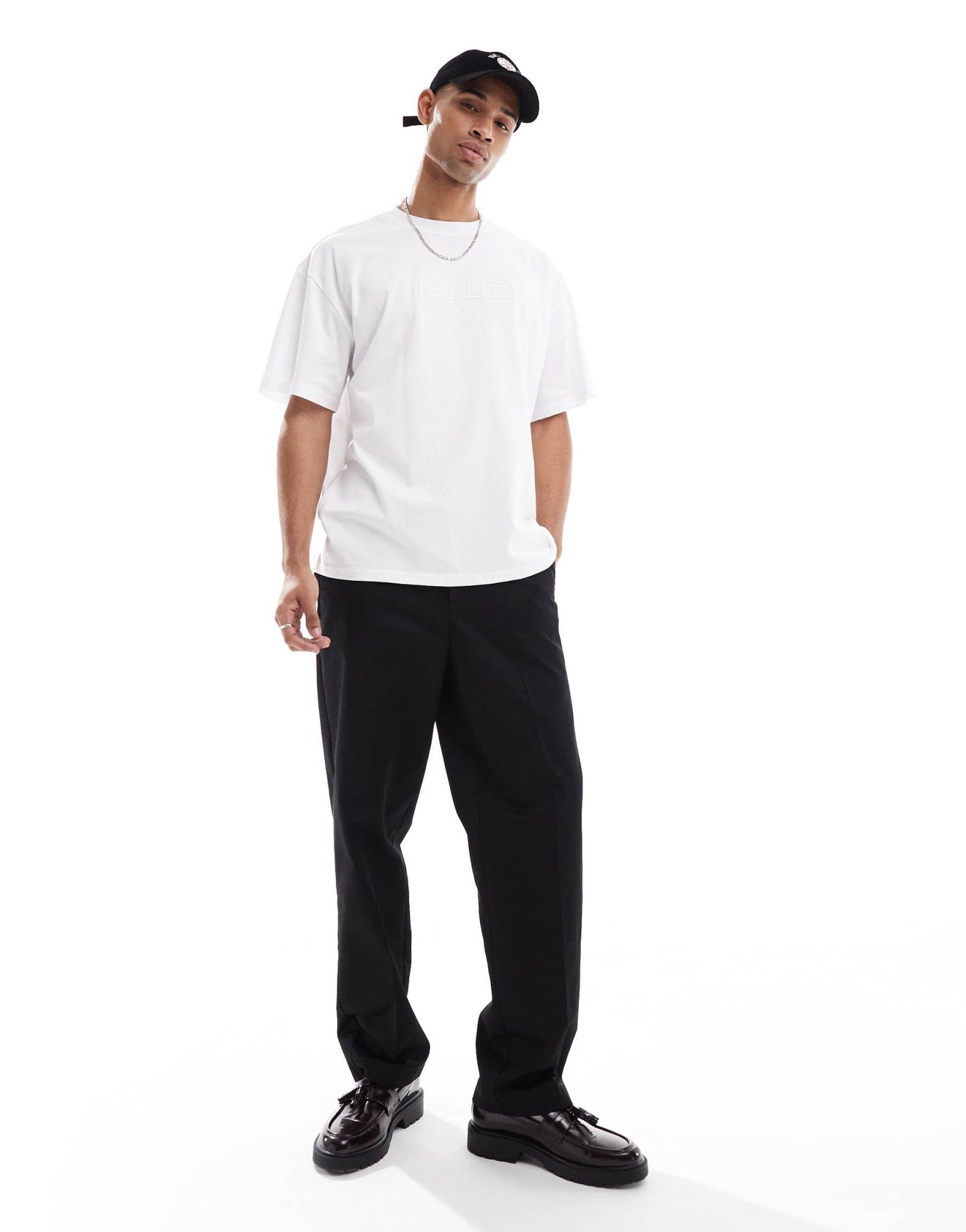 Parlez oversized logo embroidery t-shirt in white - ASOS Sample Sale EU Store