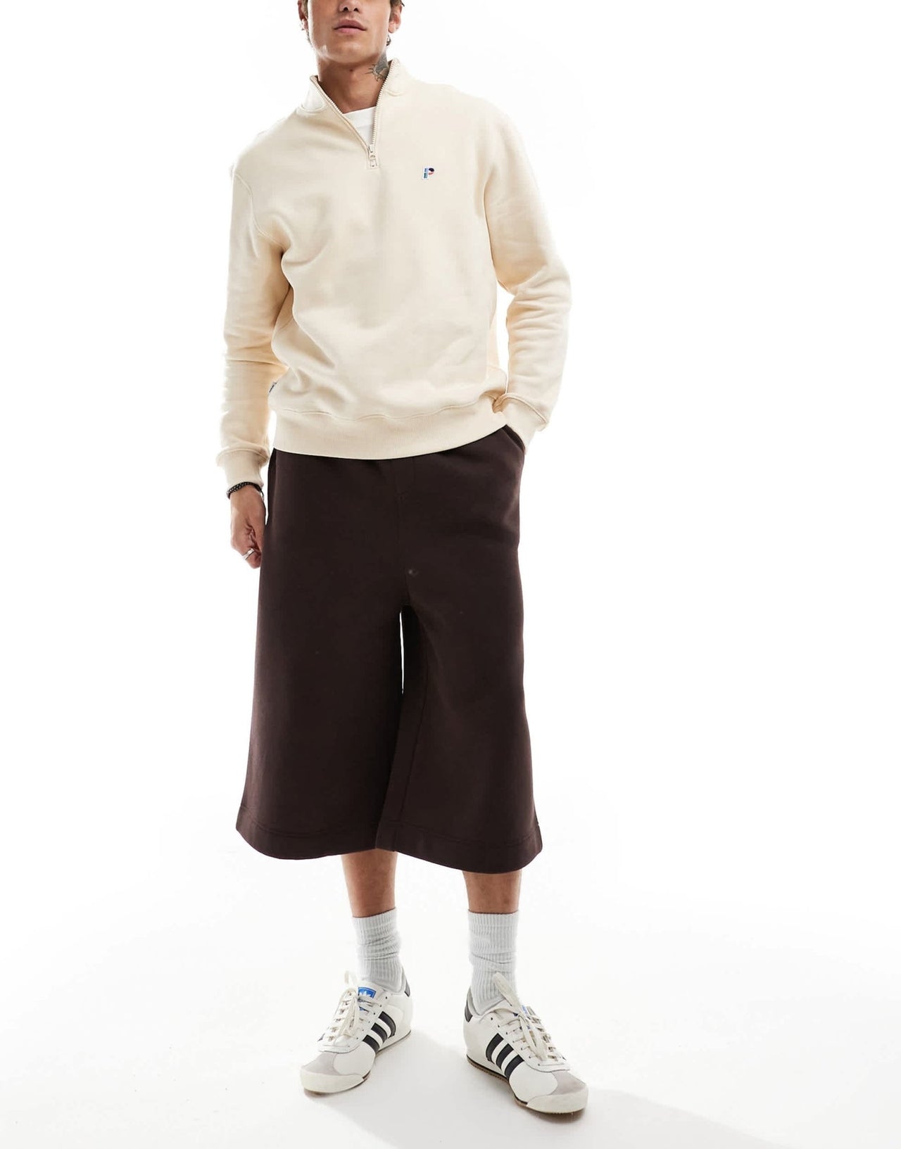 Parlez pantego quarter zip shirt in ecru - ASOS Sample Sale EU Store