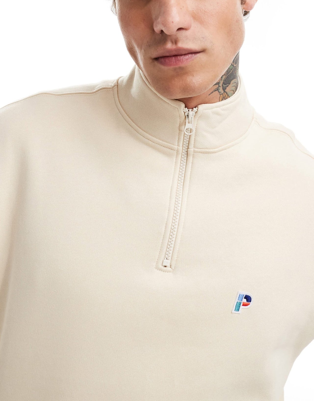 Parlez pantego quarter zip shirt in ecru - ASOS Sample Sale EU Store