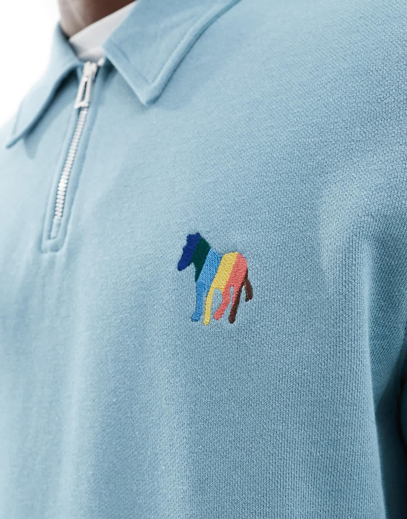 Paul Smith half zip collared sweatshirt with zebra logo in blue - ASOS Sample Sale EU Store