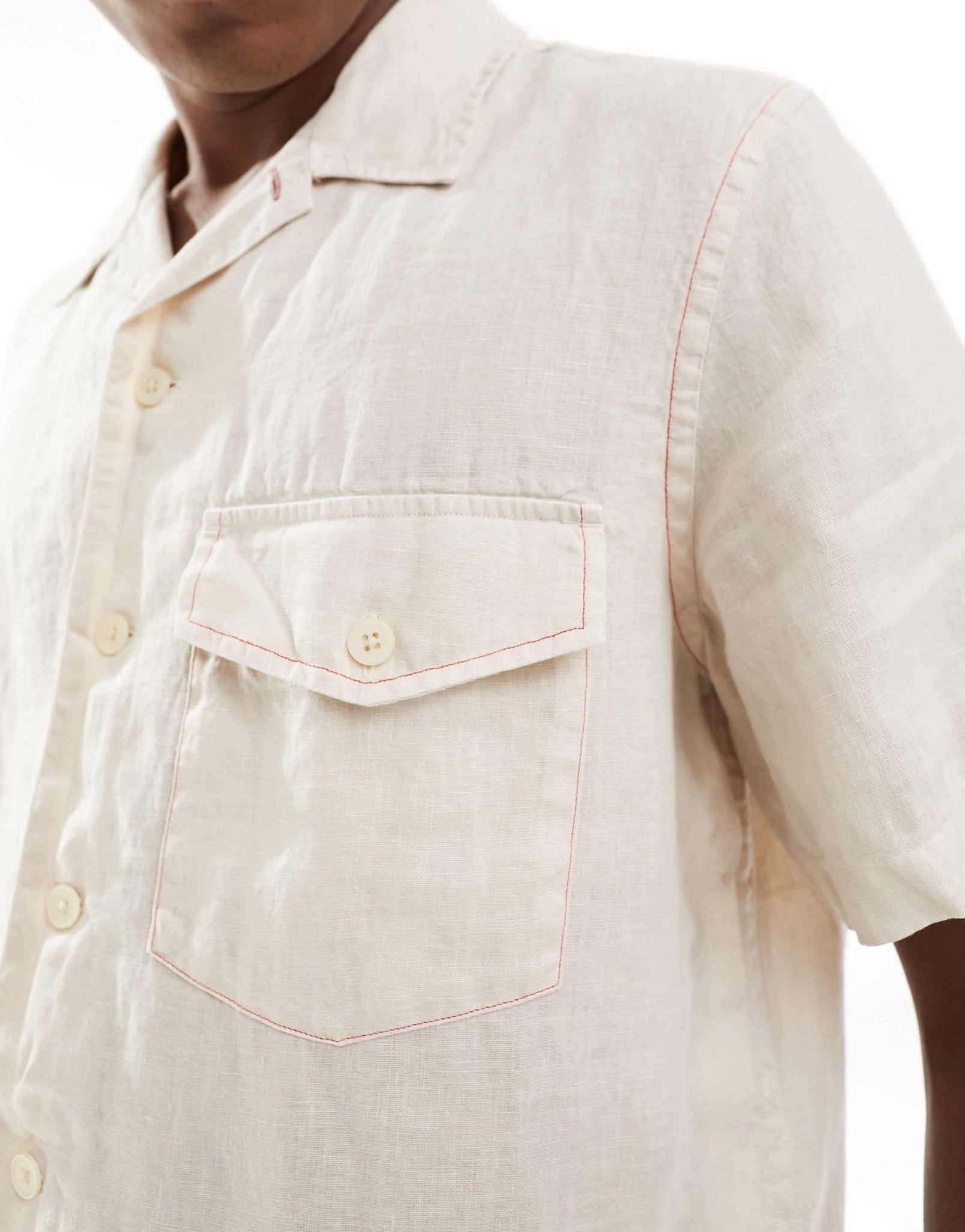 Paul Smith linen revere collar shirt with applique edging - ASOS Sample Sale EU Store