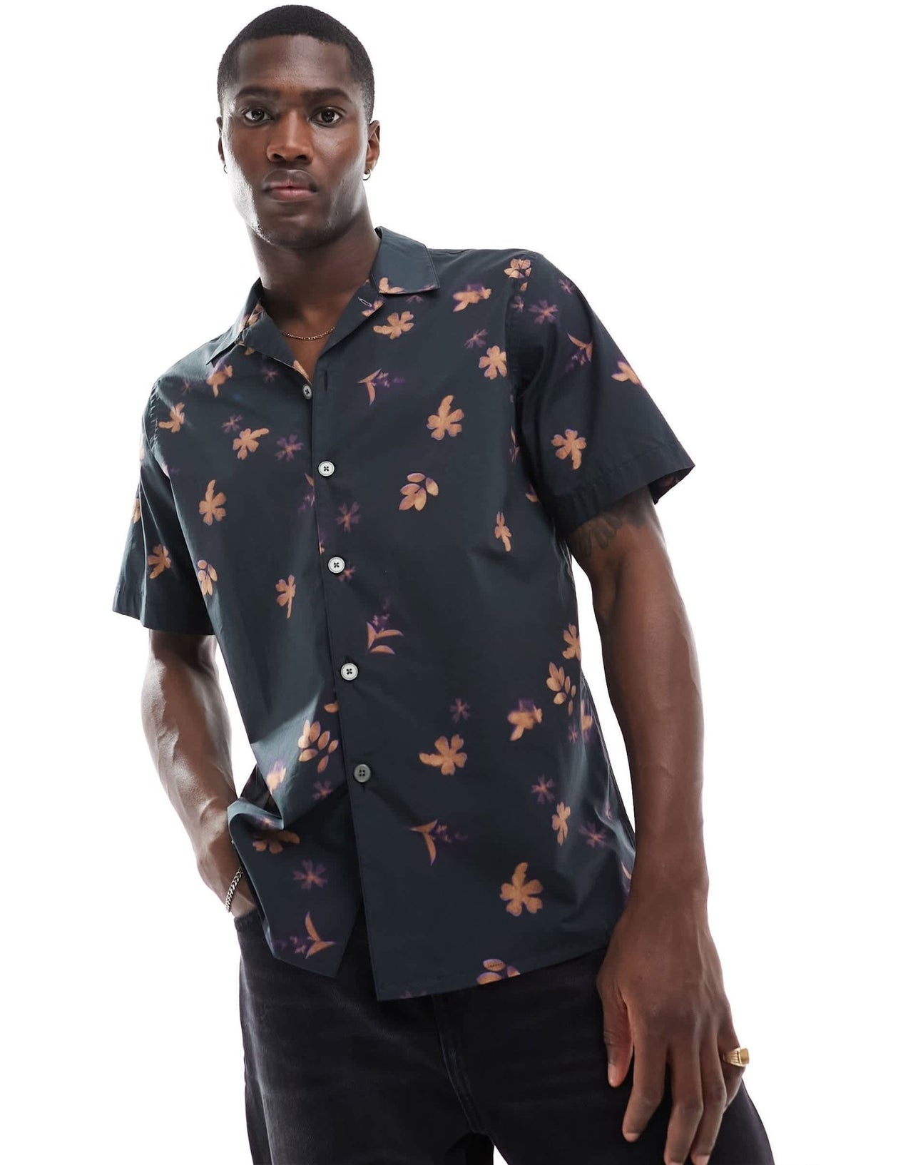 Paul Smith revere collar shirt in black floral print - ASOS Sample Sale EU Store