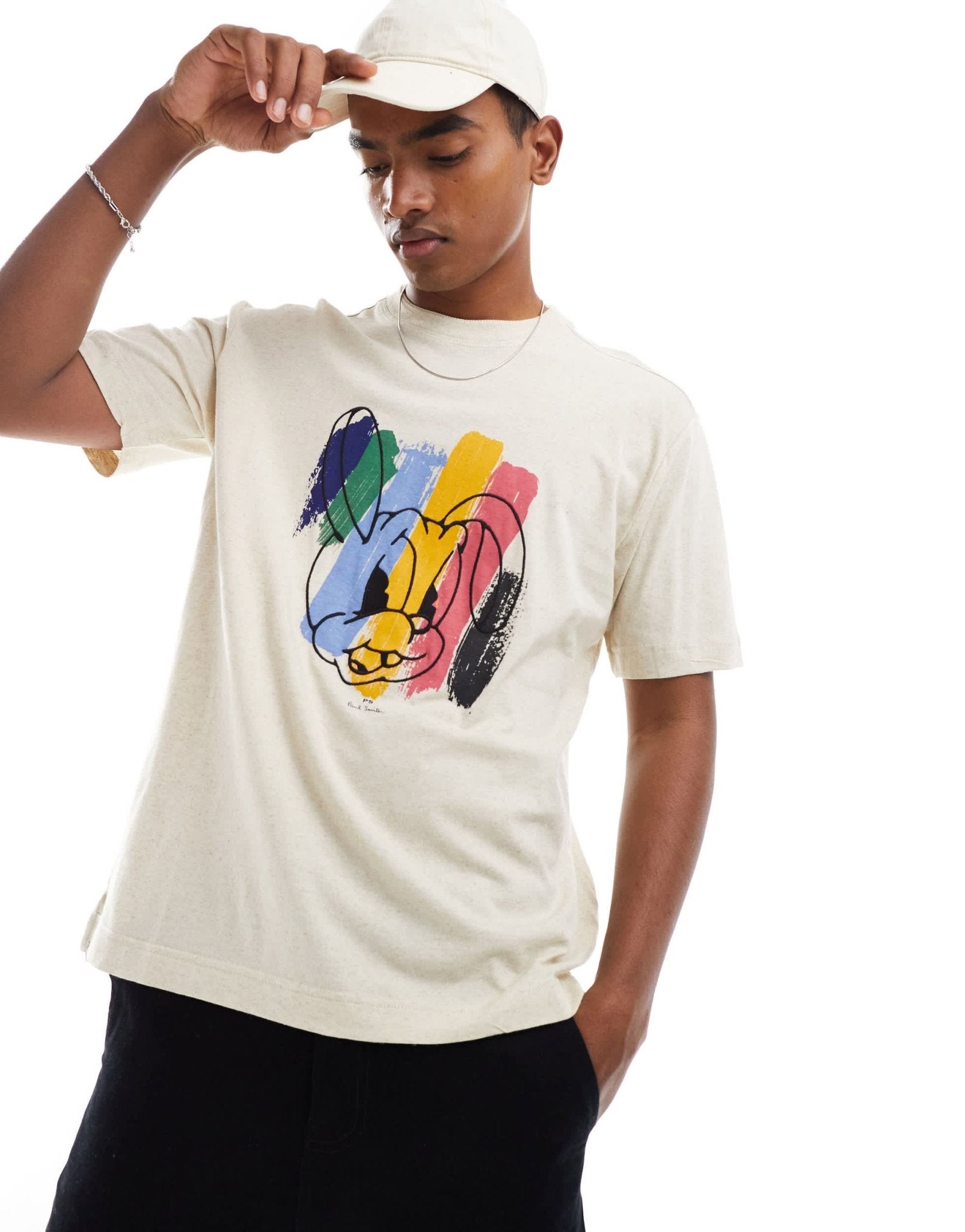 Paul Smith t-shirt with paint rabbit print in cream - ASOS Sample Sale EU Store