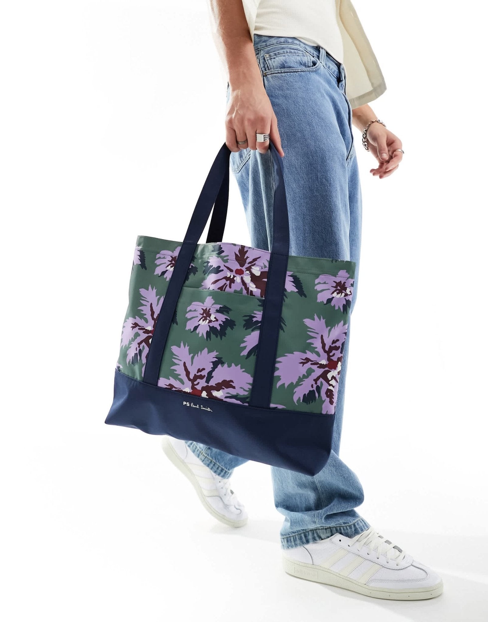 Paul Smith tote bag with floral print in navy green purple - ASOS Sample Sale EU Store