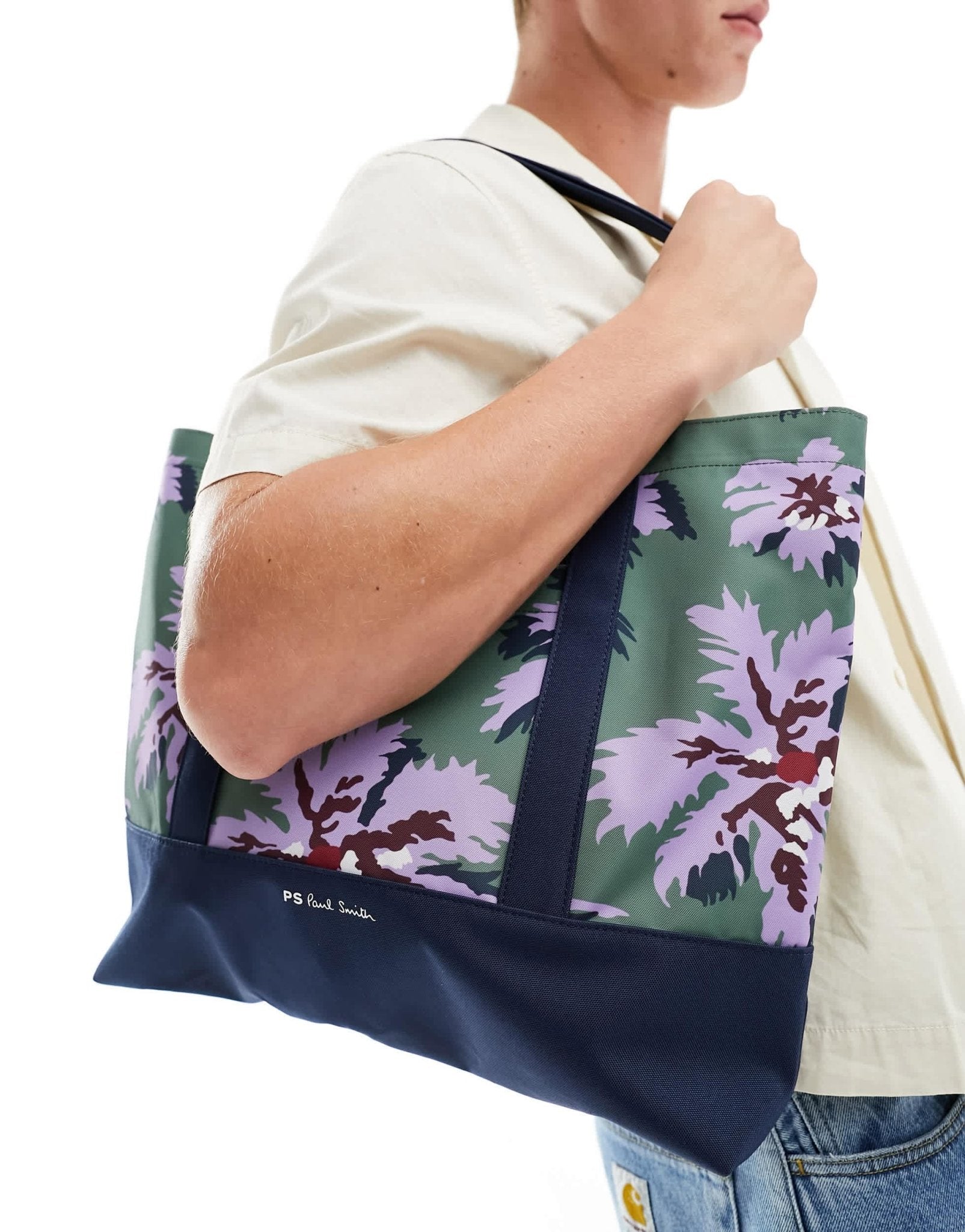 Paul Smith tote bag with floral print in navy green purple - ASOS Sample Sale EU Store