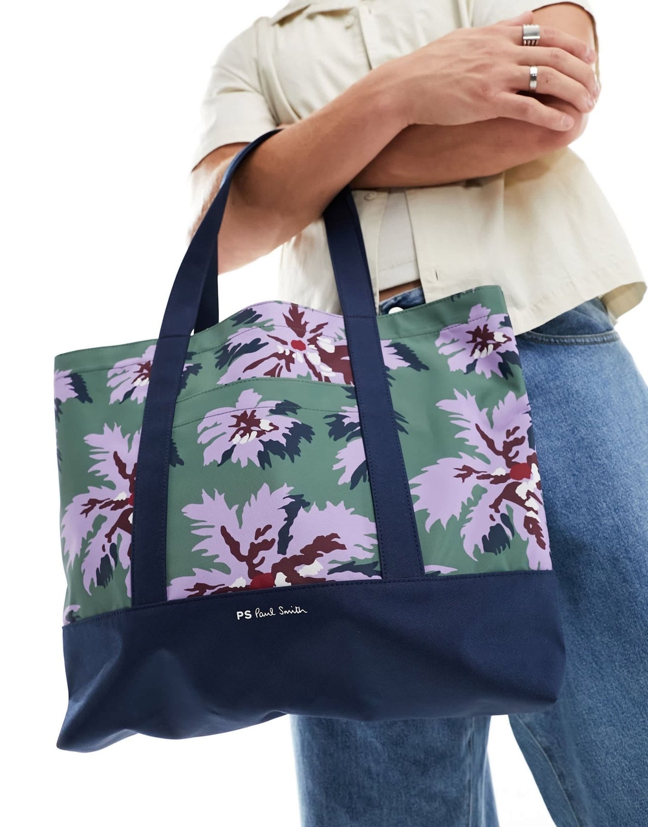 Paul Smith tote bag with floral print in navy green purple - ASOS Sample Sale EU Store