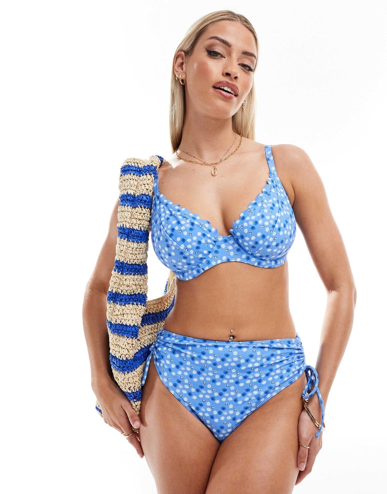 Peek & Beau Fuller Bust bikini bottom in blue floral print - ASOS Sample Sale EU Store