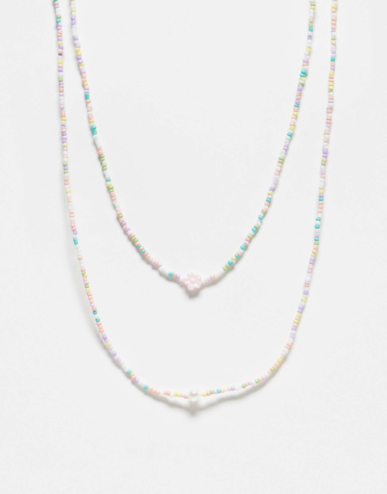 Pieces 2 pack small beaded necklaces with pearl detail in multi - ASOS Sample Sale EU Store