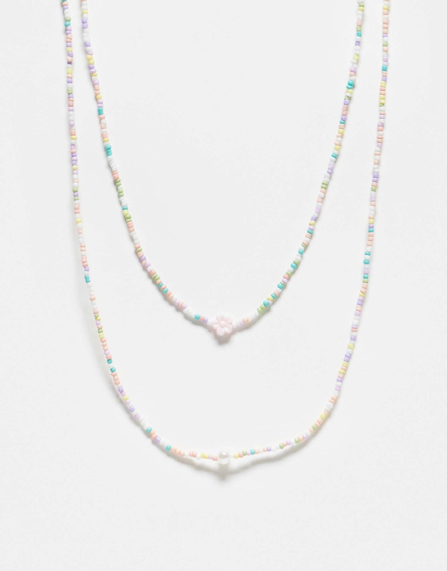 Pieces 2 pack small beaded necklaces with pearl detail in multi - ASOS Sample Sale EU Store