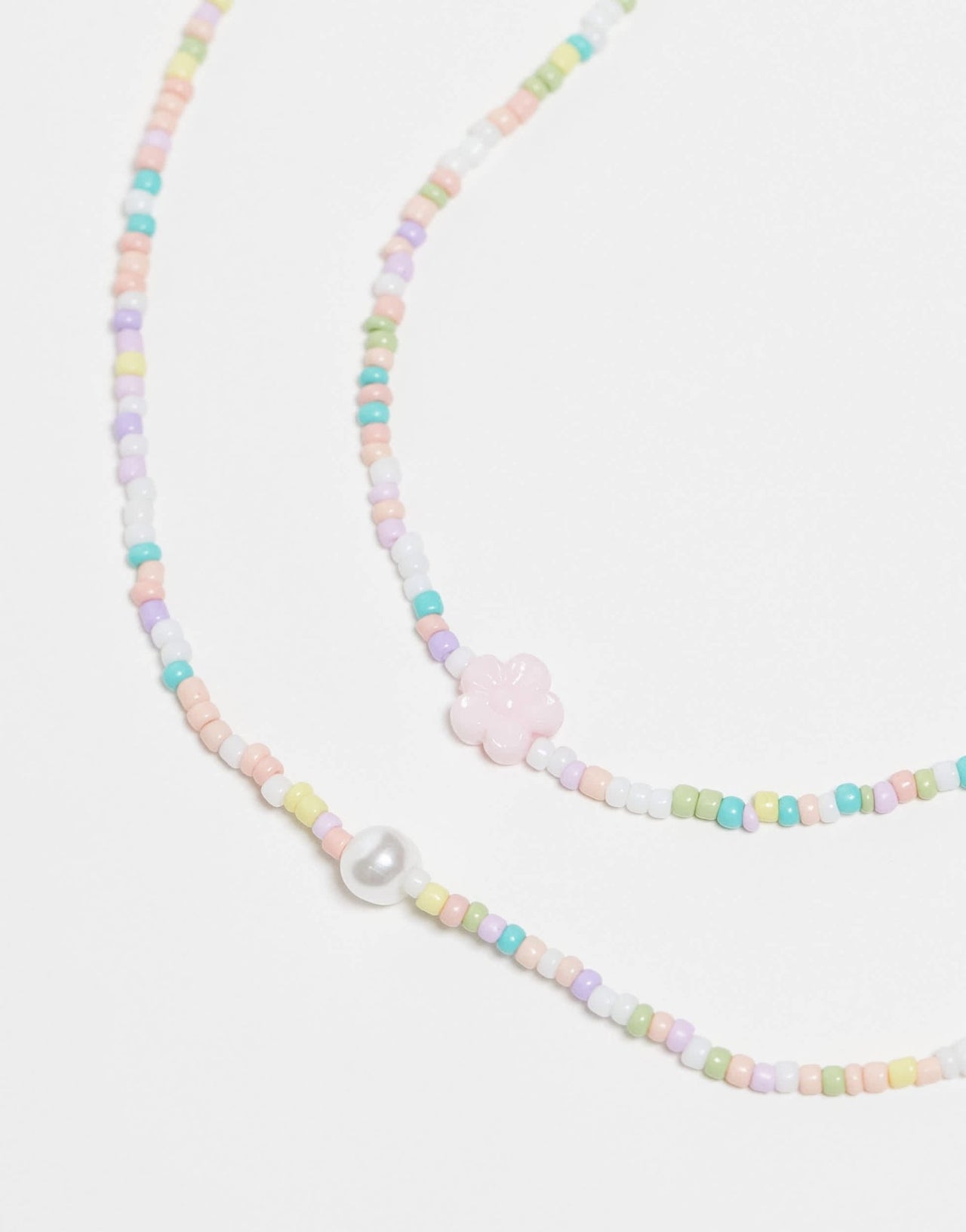 Pieces 2 pack small beaded necklaces with pearl detail in multi - ASOS Sample Sale EU Store