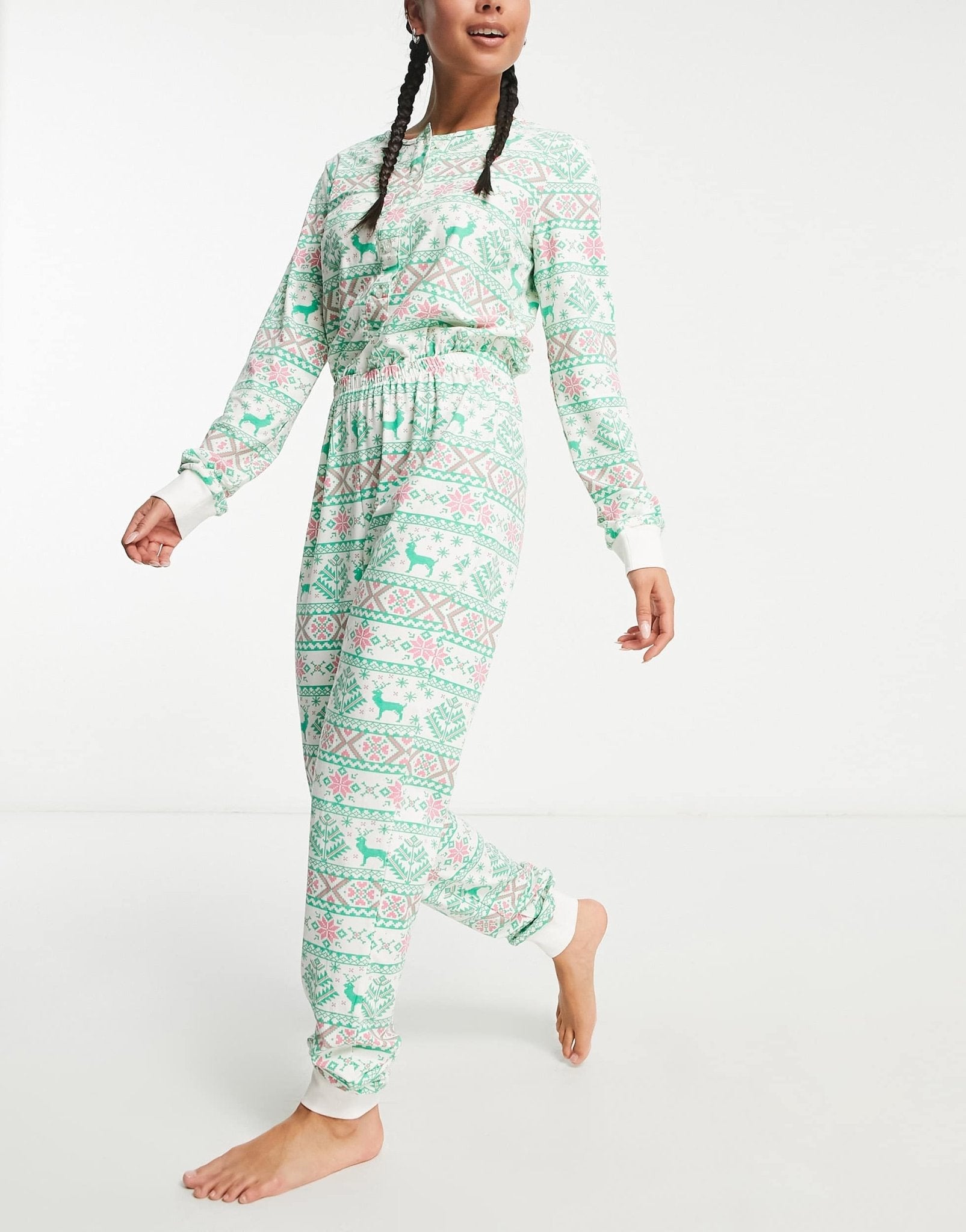 Pieces Christmas onsie in green & red stripe - ASOS Sample Sale EU Store