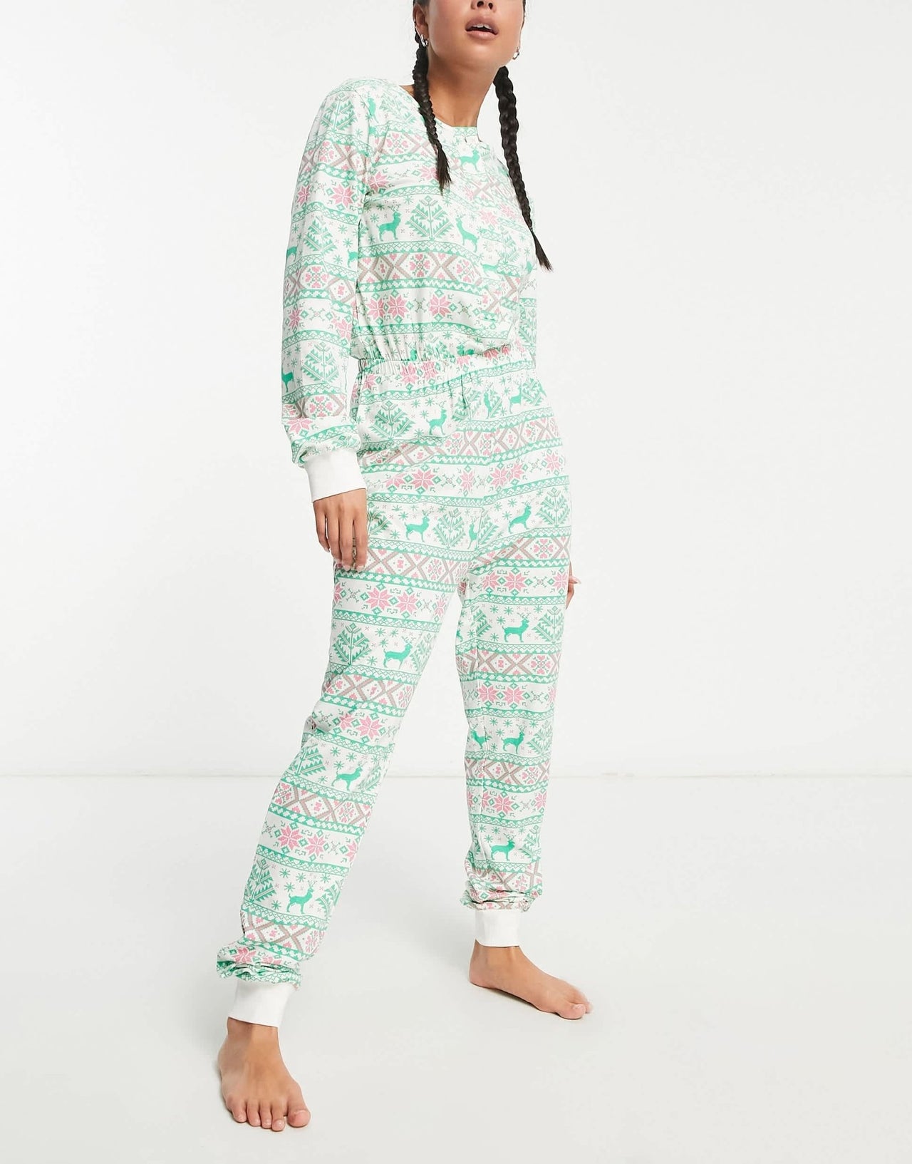 Pieces Christmas onsie in green & red stripe - ASOS Sample Sale EU Store