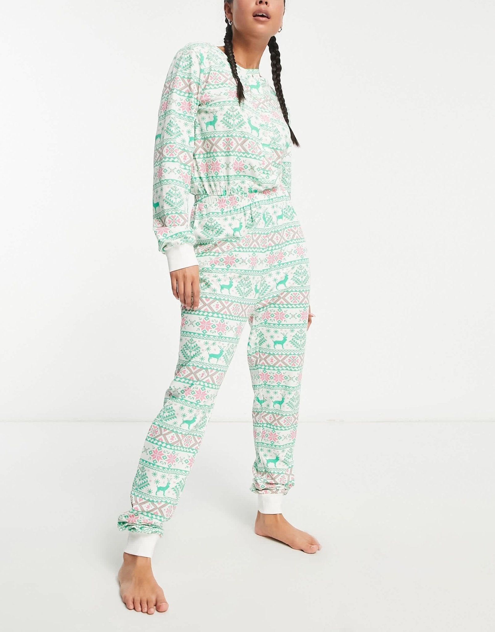 Pieces Christmas onsie in green & red stripe - ASOS Sample Sale EU Store