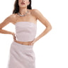 Pieces concert glitter bandeau top co-ord in pink