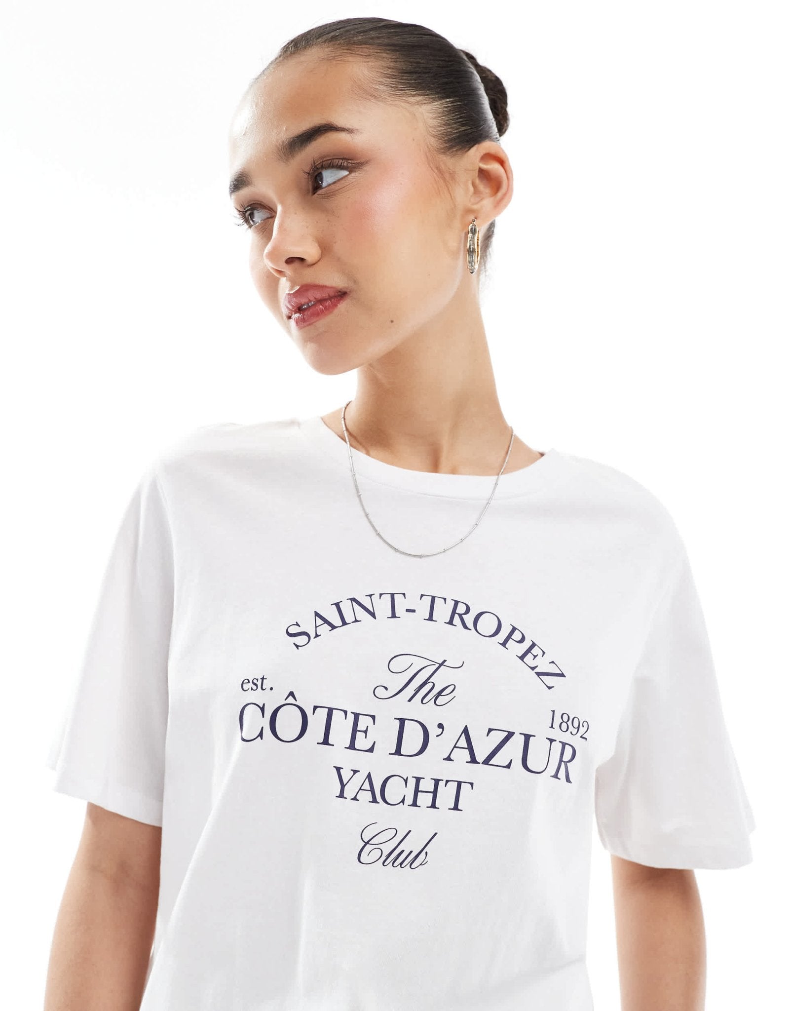 Pieces cote d'azur graphic tee in white - ASOS Sample Sale EU Store