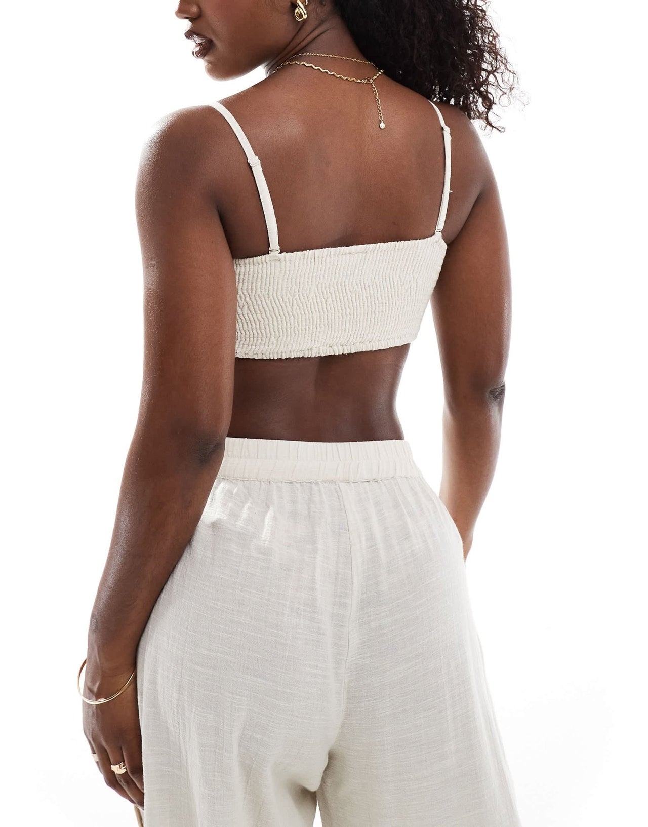 Pieces cotton beach bandeau top co - ord in cream - ASOS Sample Sale EU Store
