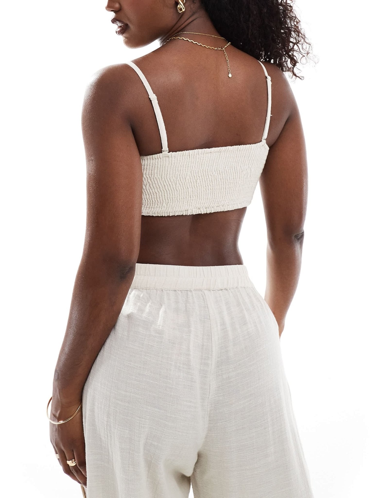 Pieces cotton beach bandeau top co - ord in cream - ASOS Sample Sale EU Store
