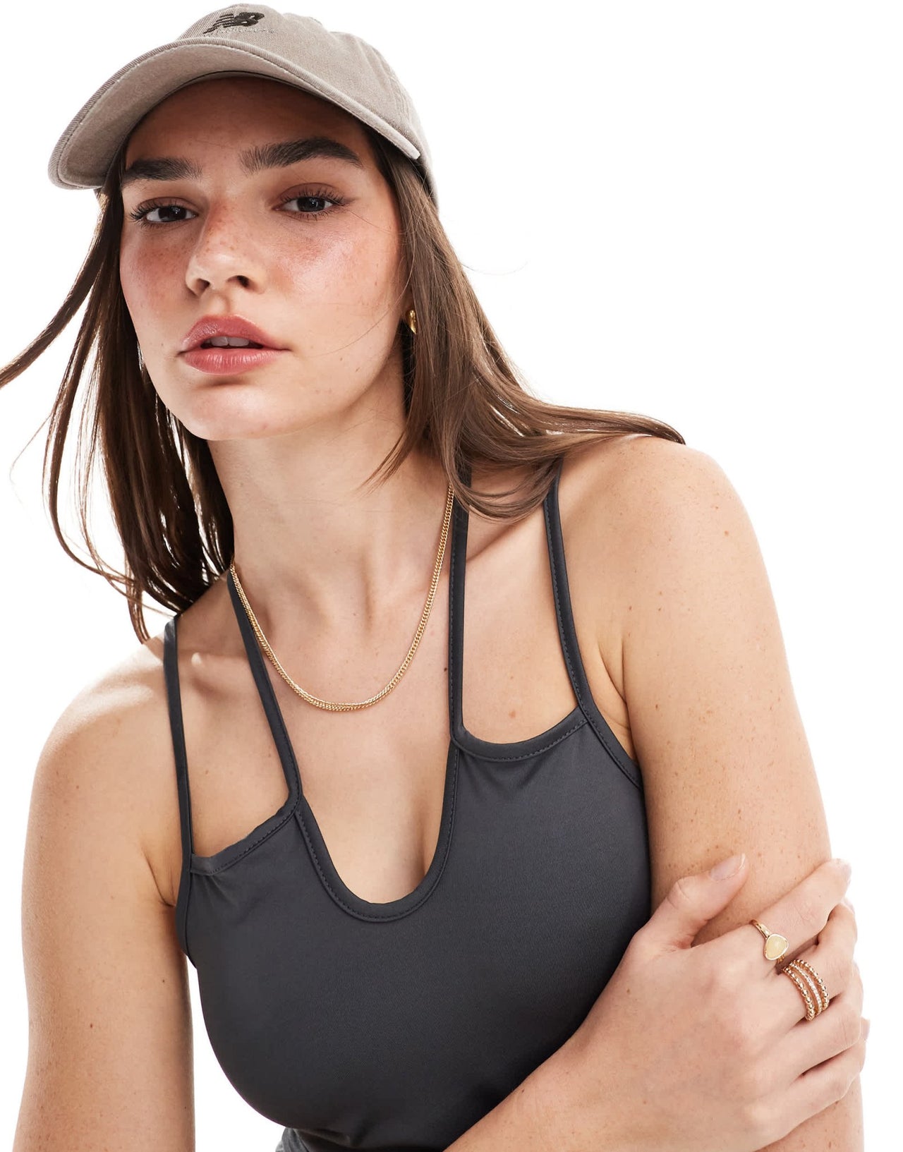 Pieces cross back strap unitard in charcoal - ASOS Sample Sale EU Store
