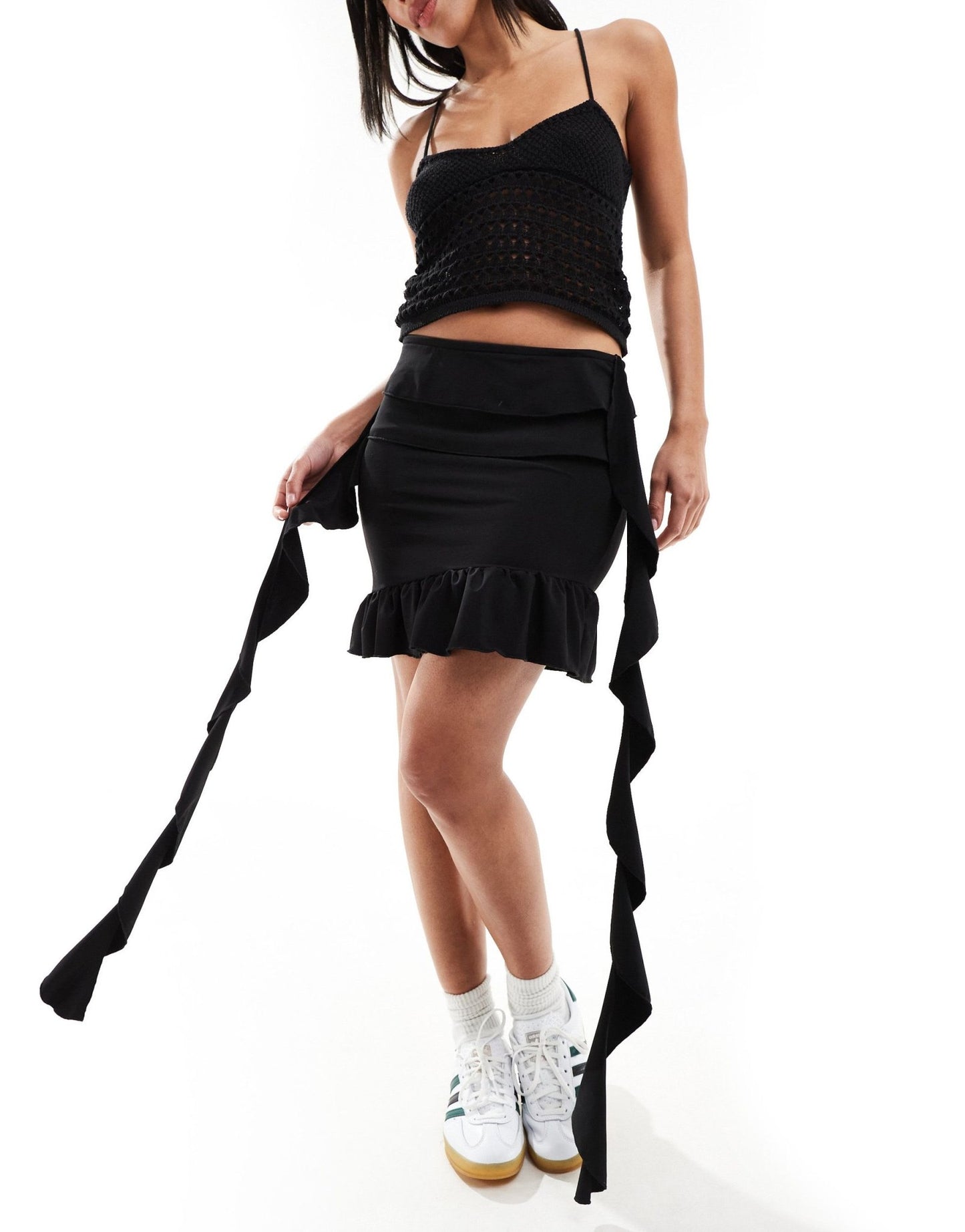 Pieces Festival frill detail mini skirt in black - ASOS Sample Sale EU Store