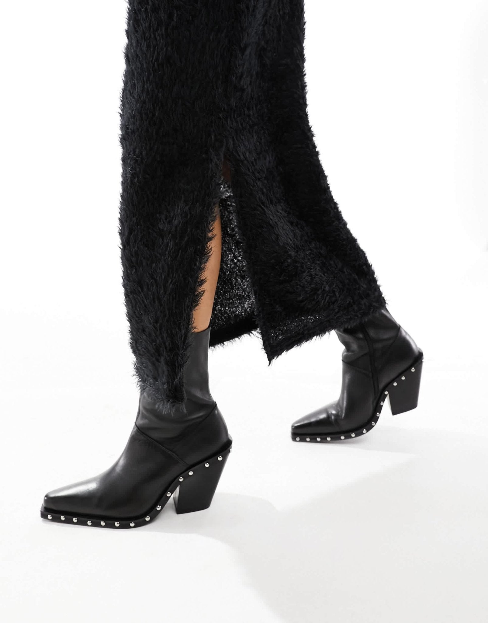 Pieces fluffy knit midi skirt co - ord in black - ASOS Sample Sale EU Store