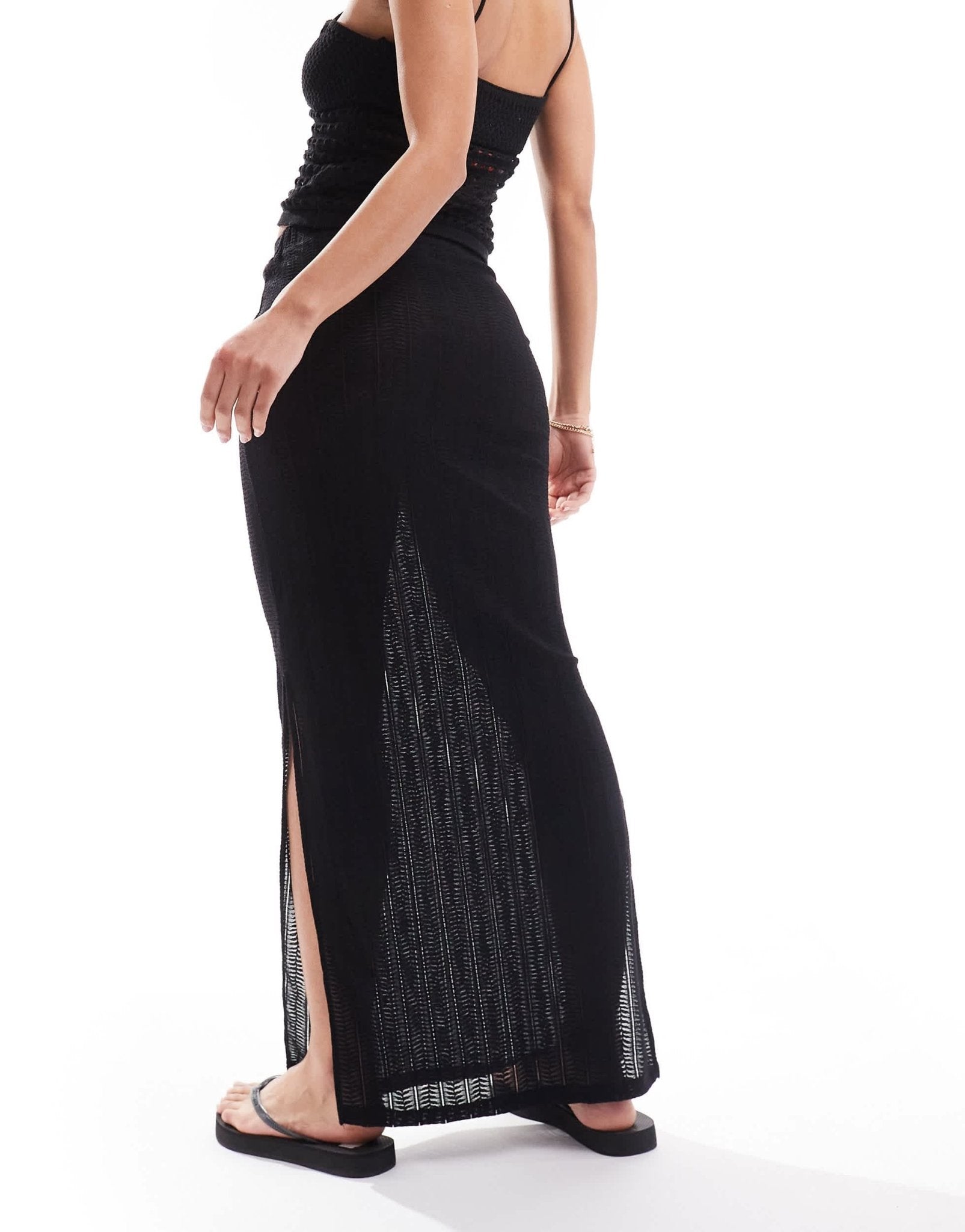 Pieces ladder lace midi skirt in black - ASOS Sample Sale EU Store