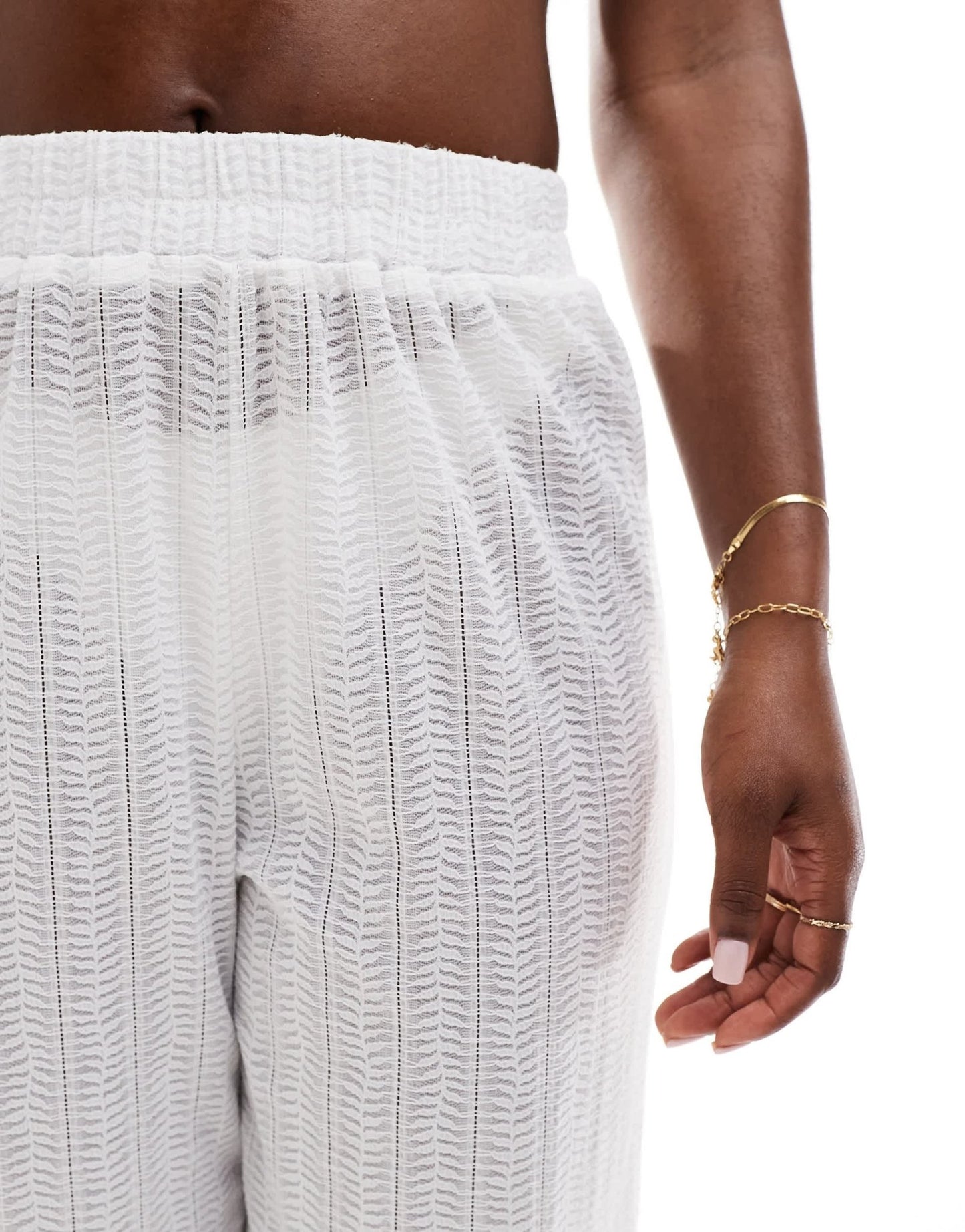 Pieces ladder lace wide leg trousers in white - ASOS Sample Sale EU Store