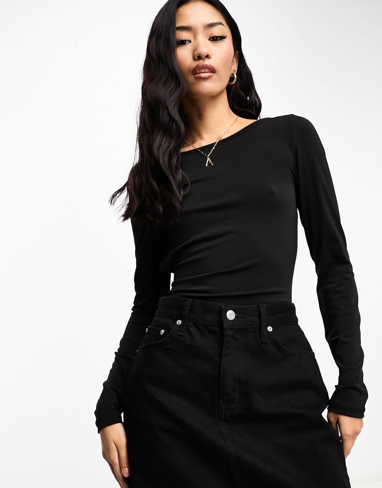Pieces open back top in black - ASOS Sample Sale EU Store