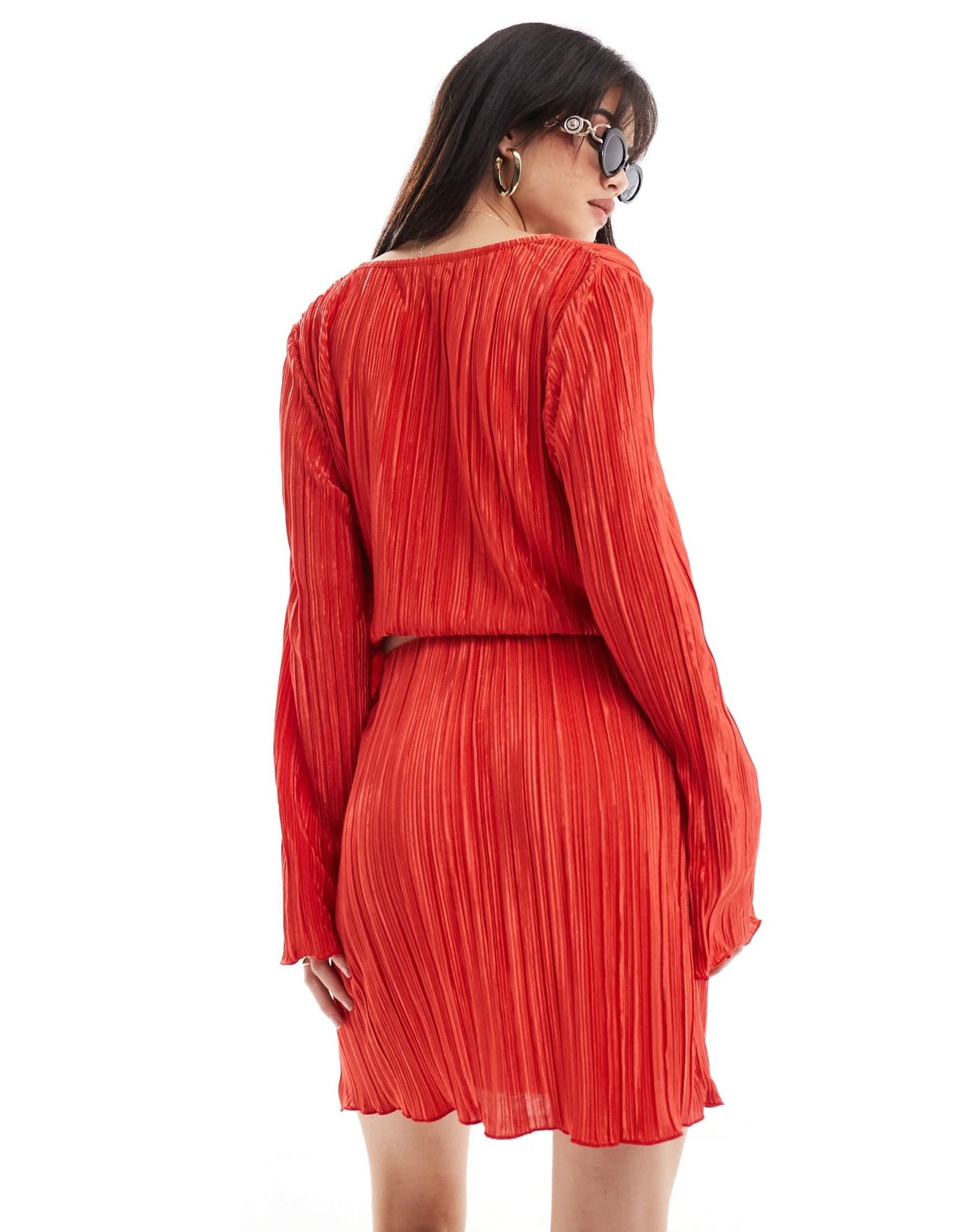 Pieces plisse mini skirt co - ord in radiant red - ASOS Sample Sale EU Store