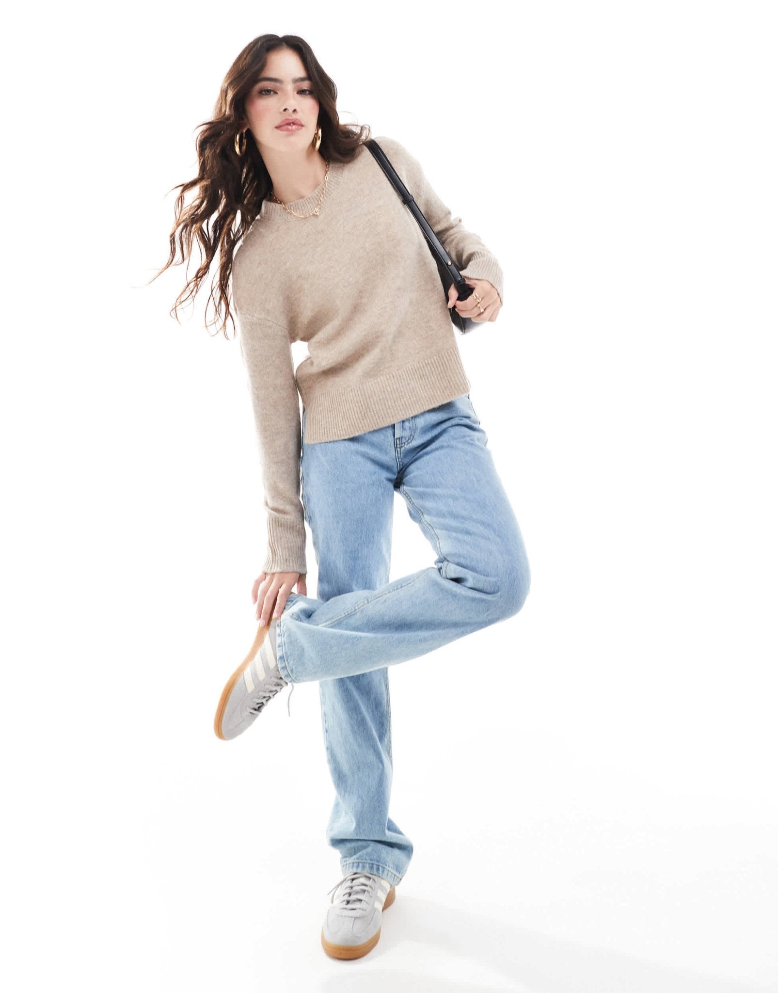 Pieces round neck jumper in stone - ASOS Sample Sale EU Store