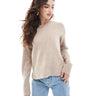 Pieces round neck jumper in stone