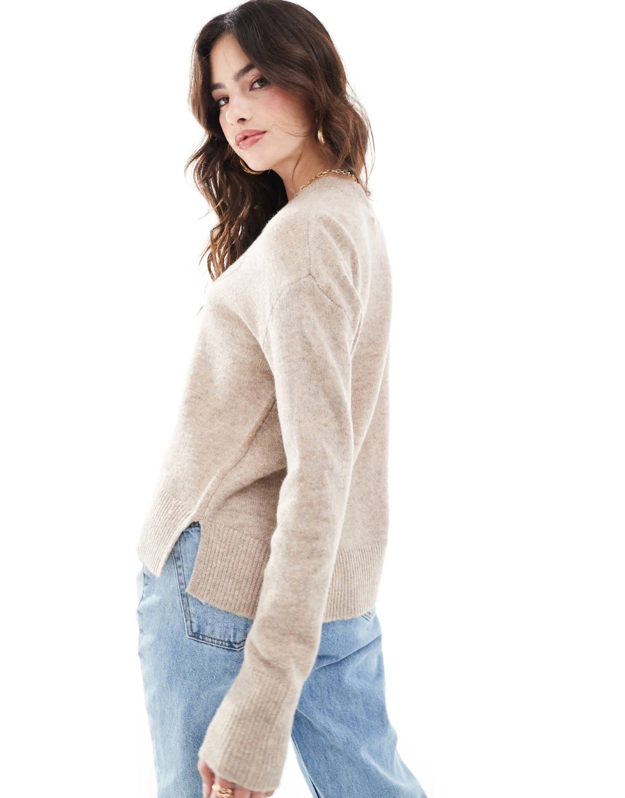 Pieces round neck jumper in stone - ASOS Sample Sale EU Store