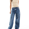 Pieces Selma high waisted wide leg jeans in medium blue rinse