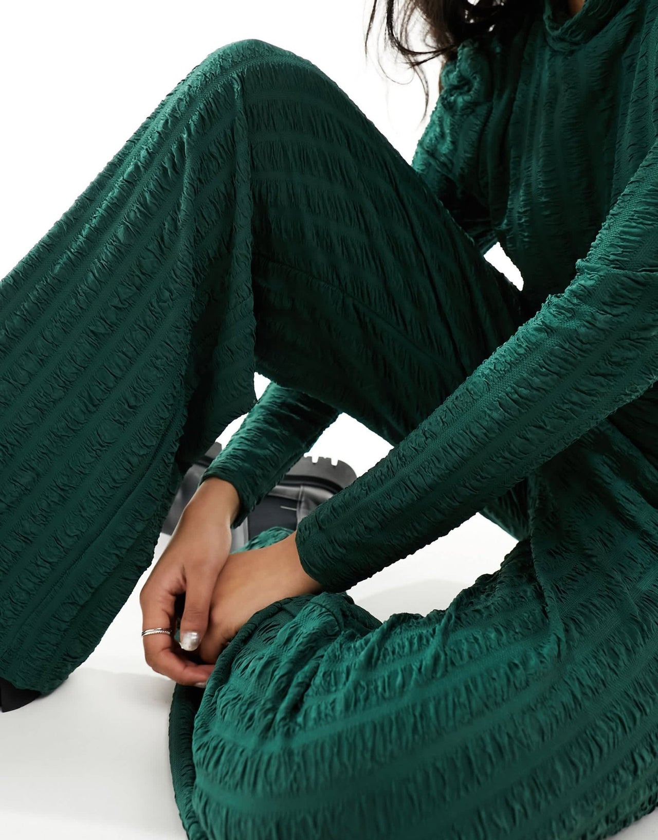 Pieces textured wide leg trousers co - ord in green - ASOS Sample Sale EU Store