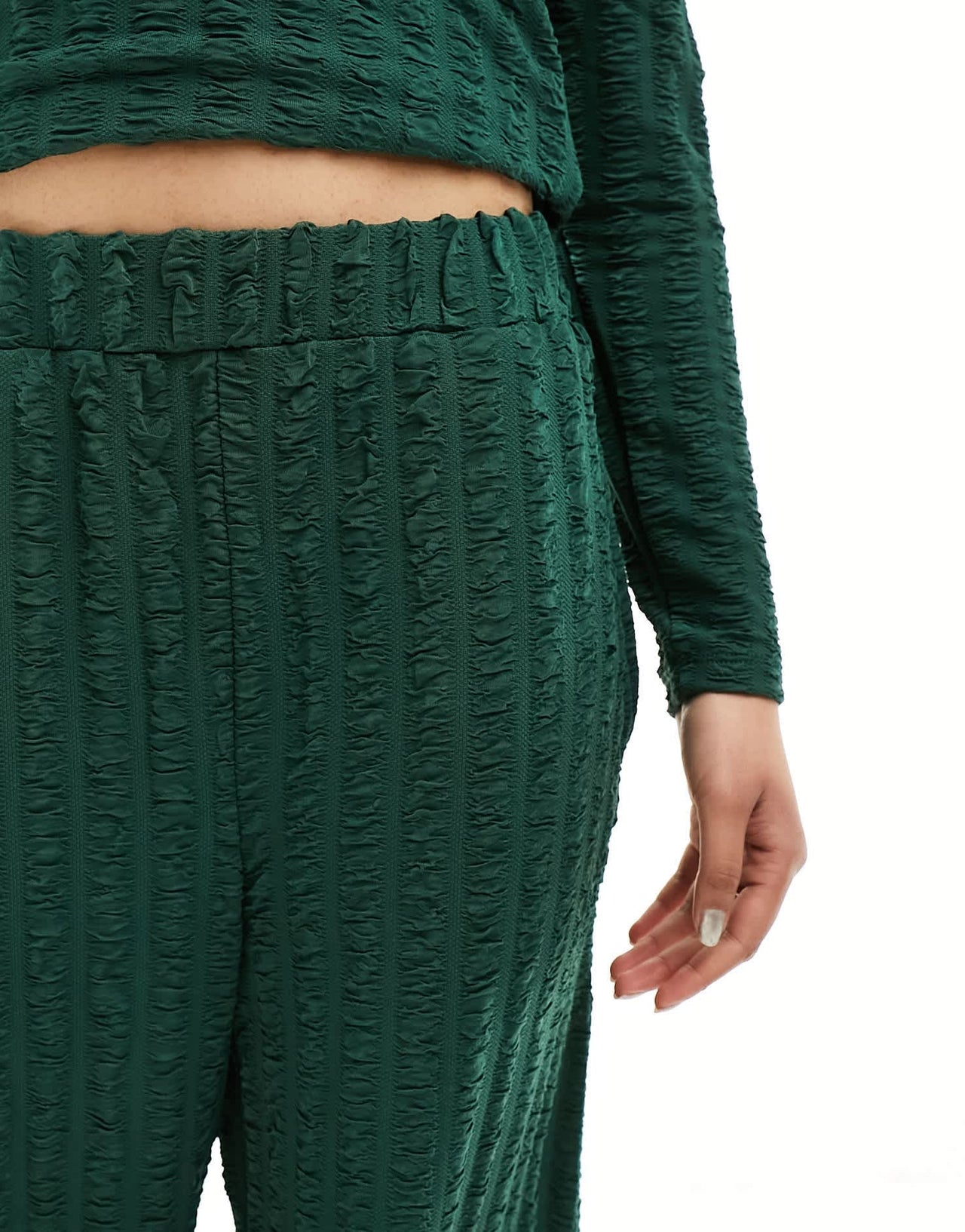 Pieces textured wide leg trousers co - ord in green - ASOS Sample Sale EU Store