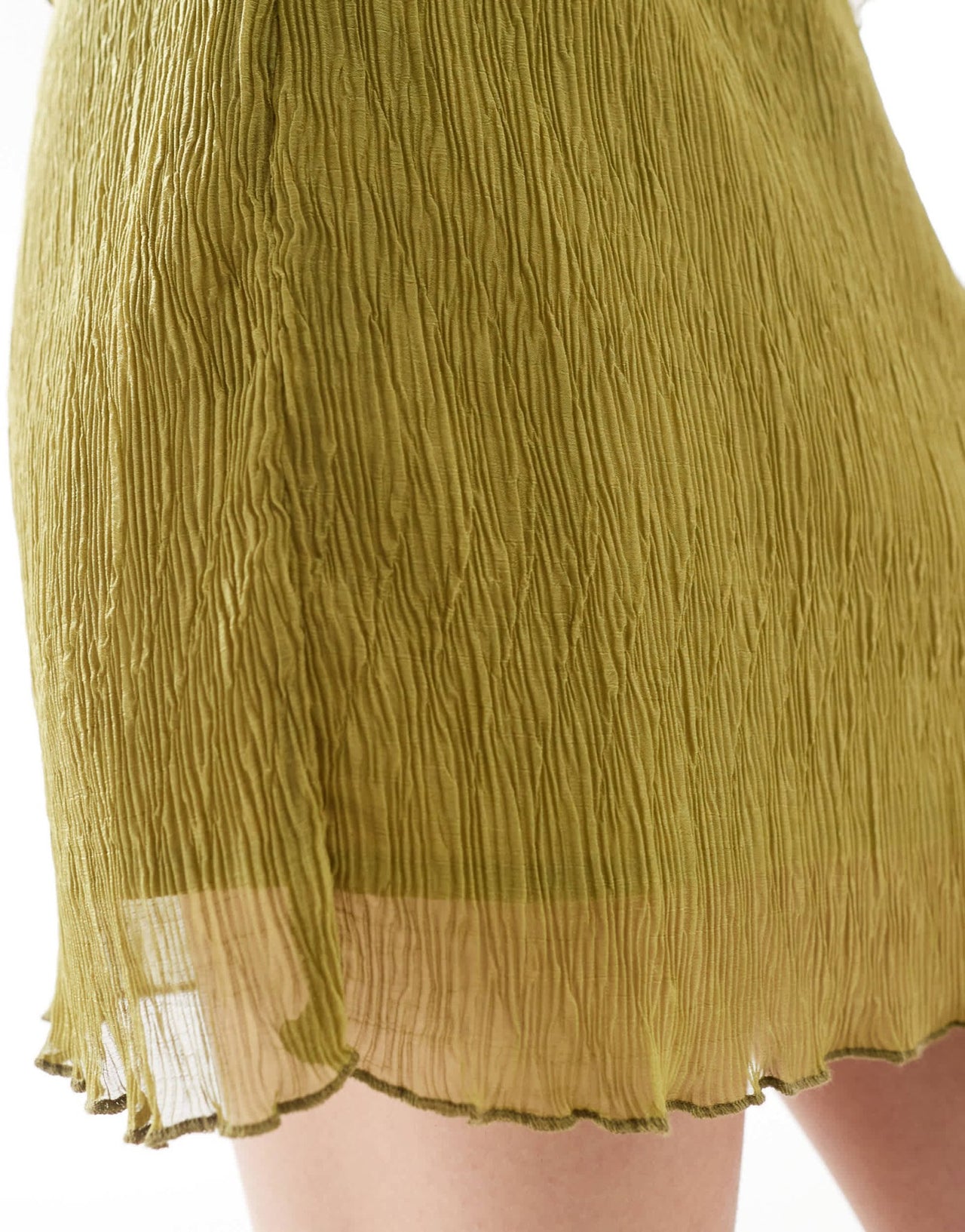 Pieces woven sheer plisse mini skirt co - ord in green - ASOS Sample Sale EU Store