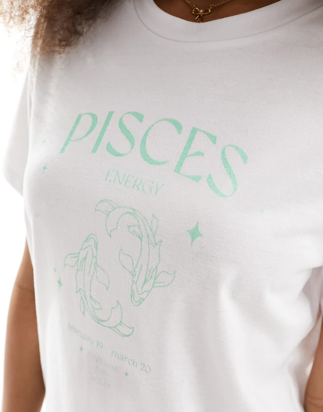 Pieces zodiac t-shirt with ""Pisces"" print in white - ASOS Sample Sale EU Store