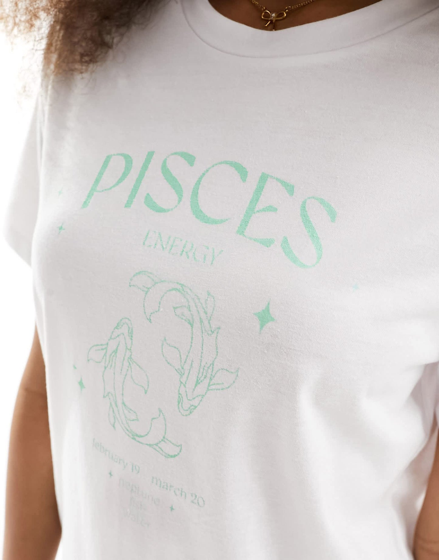 Pieces zodiac t-shirt with ""Pisces"" print in white - ASOS Sample Sale EU Store
