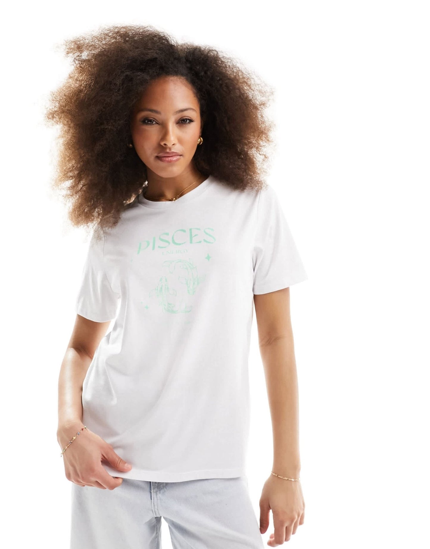 Pieces zodiac t-shirt with ""Pisces"" print in white - ASOS Sample Sale EU Store