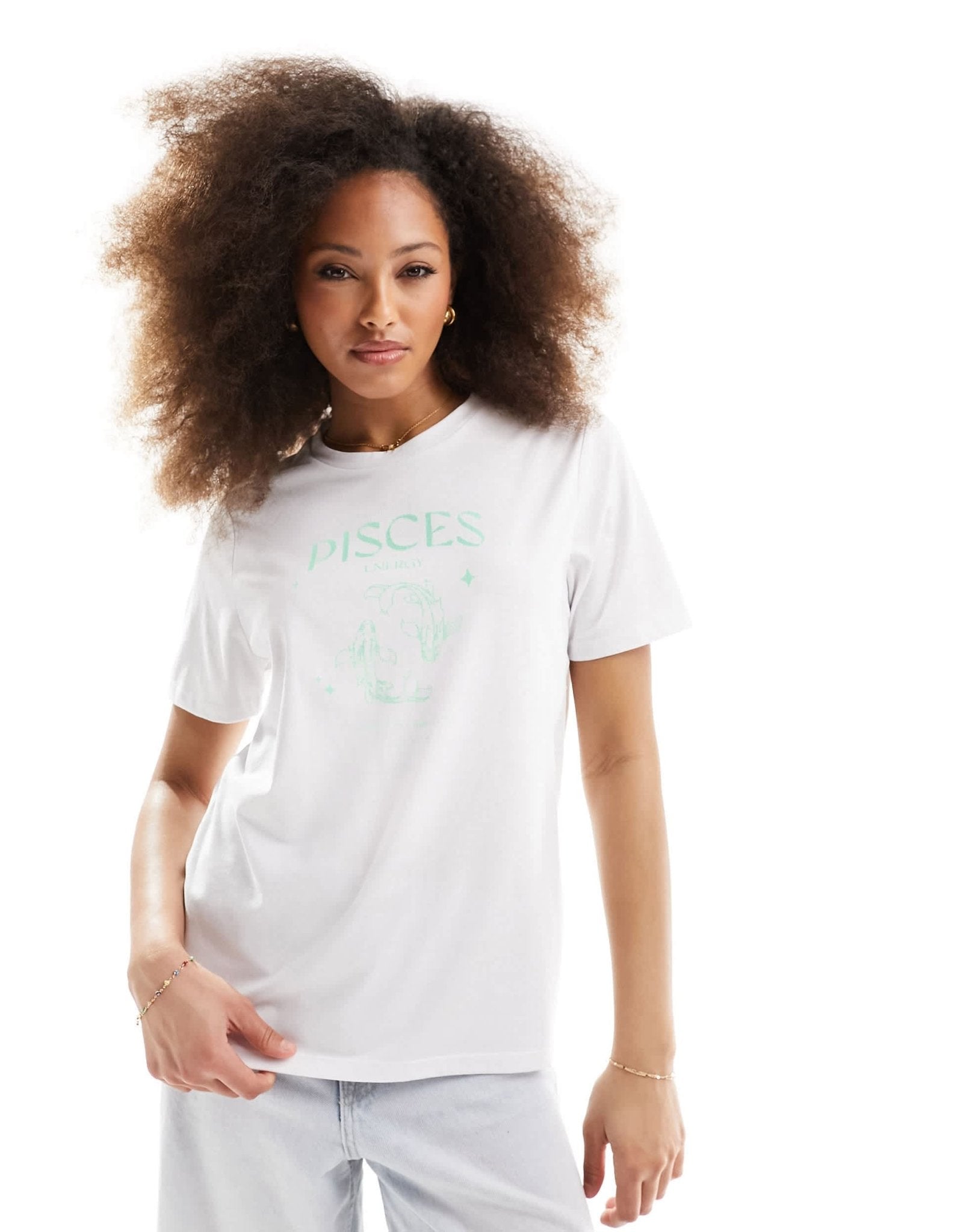Pieces zodiac t-shirt with ""Pisces"" print in white - ASOS Sample Sale EU Store