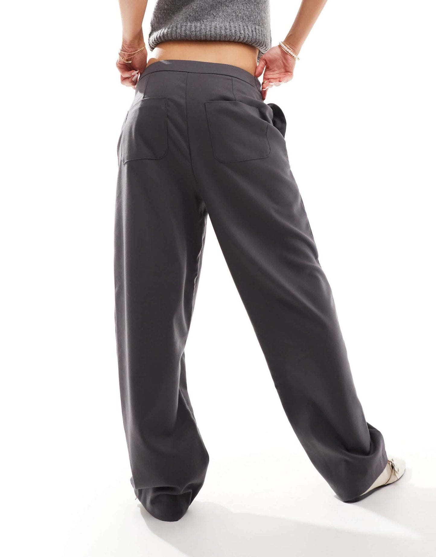Pimkie adjustable side tailored loose fit trousers in grey - ASOS Sample Sale EU Store