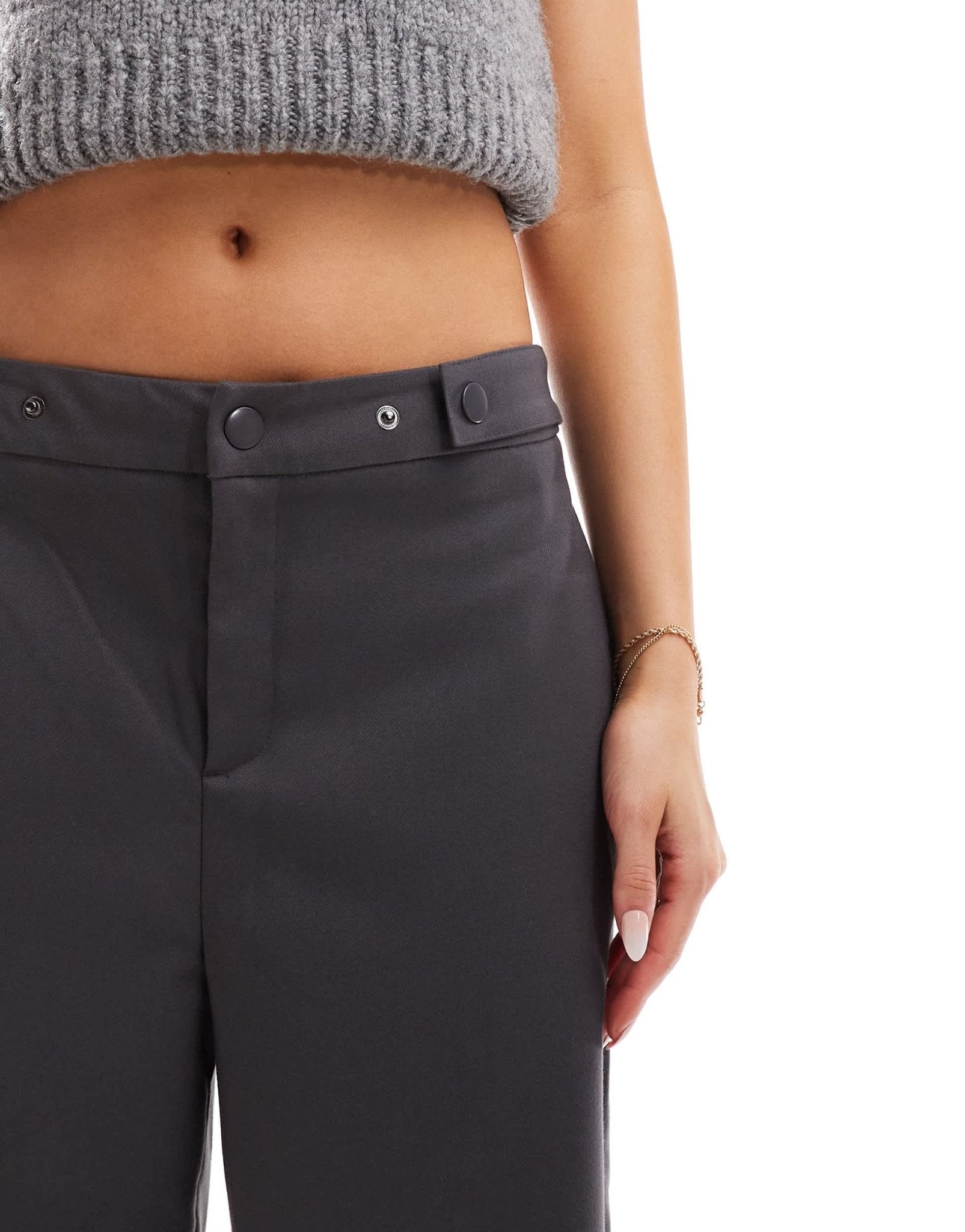 Pimkie adjustable side tailored loose fit trousers in grey - ASOS Sample Sale EU Store
